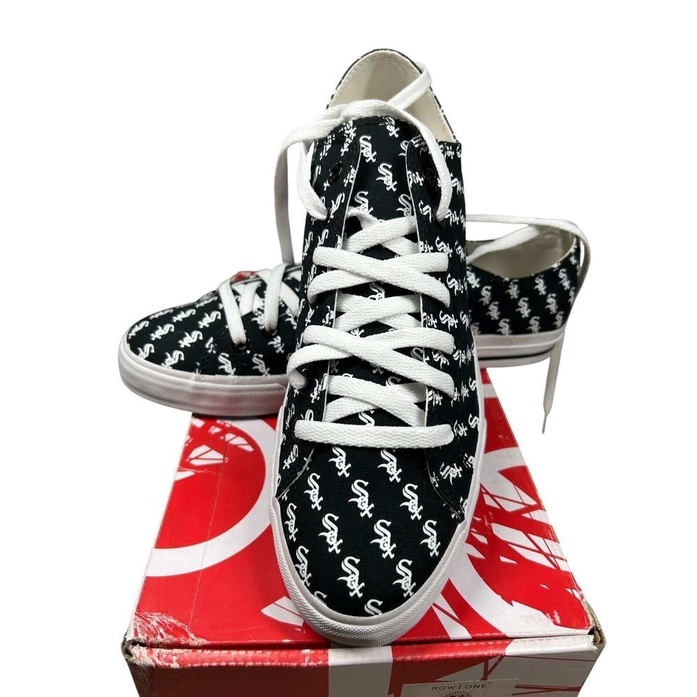 Row One Chicago White Sox Sneakers Mens‎ 13 Black Logo Print Low Top MLB Fan NEW